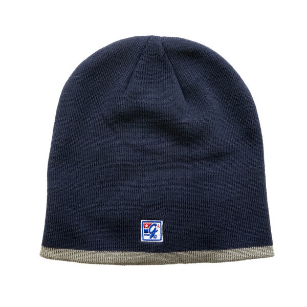 BEANIE KNIT BULL LOGO NAVY HEATHER